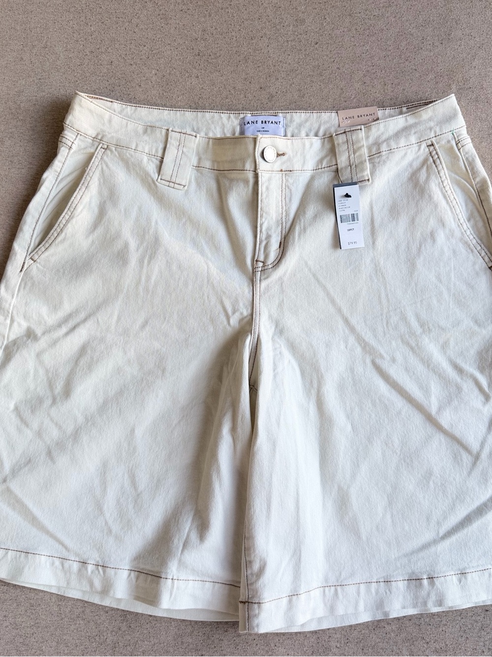NWT Lane Bryant Denim Washed Flat Front Capri Jean Shorts Size 18P Mid-rise